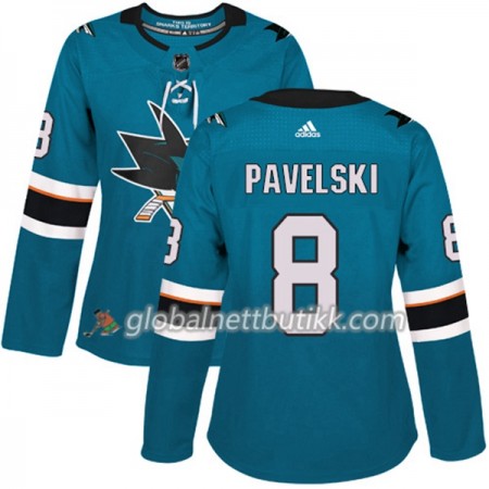 San Jose Sharks Hockeydrakt Joe Pavelski 8 2017-2018 Teal Adidas Authentic - Dame